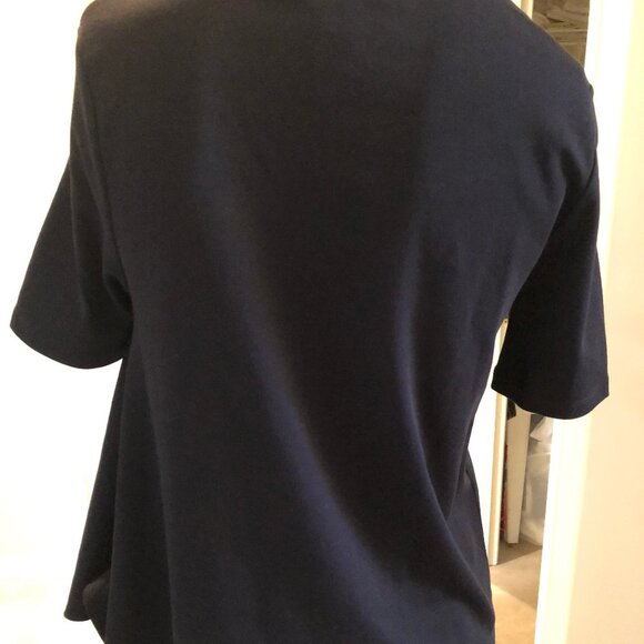 en THREAD Casual Short Sleeve Crew Neck Asymmetrical Cotton Top Black Sz S NWT - Picture 2 of 4